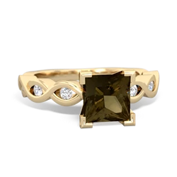 Smoky Quartz Infinity 6Mm Princess Engagement 14K Yellow Gold ring R26316SQ