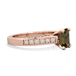 Smoky Quartz Art Deco Engagement 7X5mm Emerald-Cut 14K Rose Gold ring R26357EM