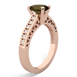 Smoky Quartz Art Deco Engagement 8X6mm Oval 14K Rose Gold ring R26358VL