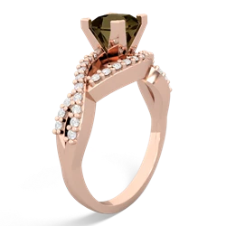 Smoky Quartz Diamond Twist 5Mm Square Engagment  14K Rose Gold ring R26405SQ