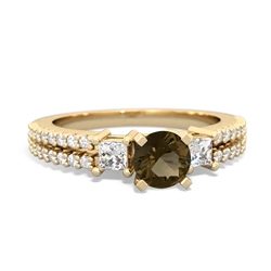 Smoky Quartz Classic 5Mm Round Engagement 14K Yellow Gold ring R26435RD