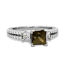 Smoky Quartz Classic 5Mm Square Engagement 14K White Gold ring R26435SQ