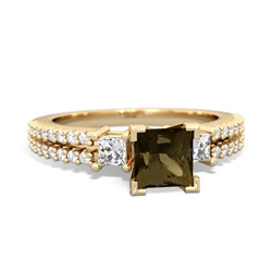 Smoky Quartz Classic 5Mm Square Engagement 14K Yellow Gold ring R26435SQ