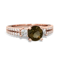 Smoky Quartz Classic 6Mm Round Engagement 14K Rose Gold ring R26436RD