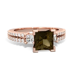 Smoky Quartz Classic 6Mm Princess Engagement 14K Rose Gold ring R26436SQ