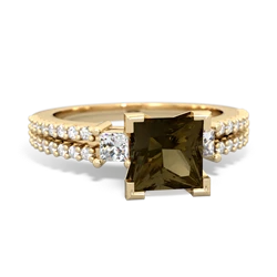 Smoky Quartz Classic 6Mm Princess Engagement 14K Yellow Gold ring R26436SQ