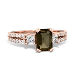 Smoky Quartz Classic 7X5mm Emerald-Cut Engagement 14K Rose Gold ring R26437EM