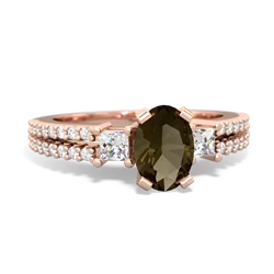 Smoky Quartz Classic 7X5mm Oval Engagement 14K Rose Gold ring R26437VL