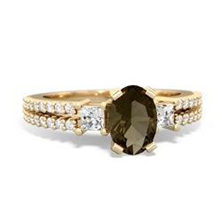 Smoky Quartz Classic 7X5mm Oval Engagement 14K Yellow Gold ring R26437VL