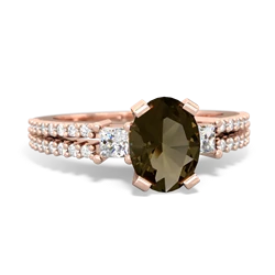 Smoky Quartz Classic 8X6mm Oval Engagement 14K Rose Gold ring R26438VL