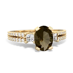 Smoky Quartz Classic 8X6mm Oval Engagement 14K Yellow Gold ring R26438VL