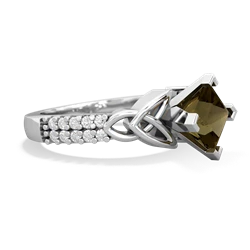 Thumbnail for Smoky Quartz Celtic Knot Engagement 14K White Gold ring R26446SQ - hand 1 view