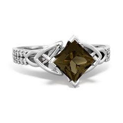 Thumbnail for Smoky Quartz Celtic Knot Engagement 14K White Gold ring R26446SQ - top view