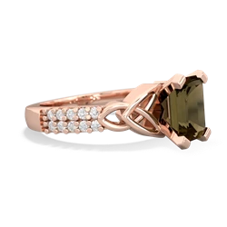 Smoky Quartz Celtic Knot 8X6 Emerald-Cut Engagement 14K Rose Gold ring R26448EM