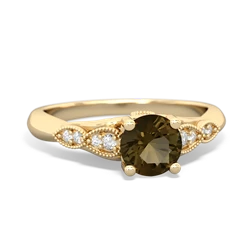 Smoky Quartz Antique Elegance 14K Yellow Gold ring R3100