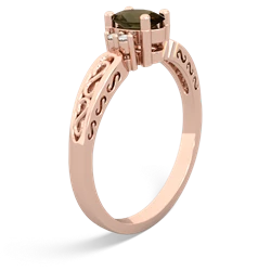 Smoky Quartz Filligree Scroll Oval 14K Rose Gold ring R0812