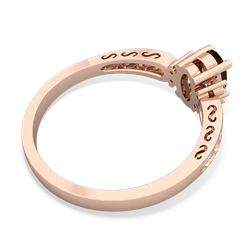 Smoky Quartz Filligree Scroll Oval 14K Rose Gold ring R0812