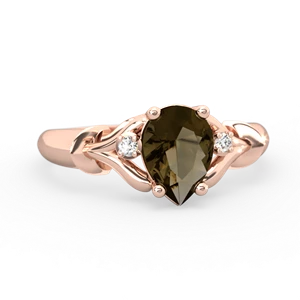 Smoky Quartz Precious Pear 14K Rose Gold ring R0826