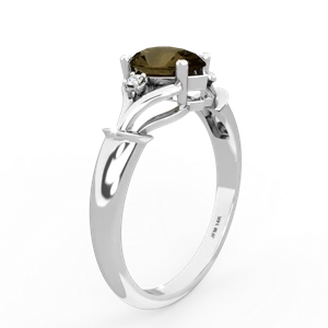 Smoky Quartz Precious Pear 14K White Gold ring R0826