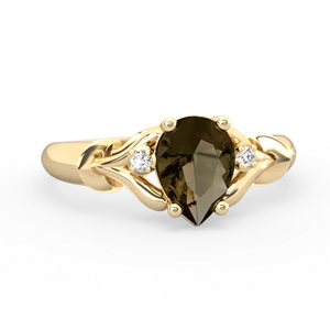 Smoky Quartz Precious Pear 14K Yellow Gold ring R0826
