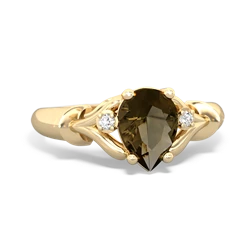 Smoky Quartz Precious Pear 14K Yellow Gold ring R0826