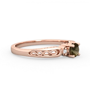 Smoky Quartz Filligree Scroll Round 14K Rose Gold ring R0829