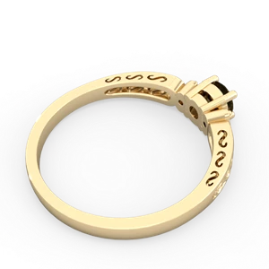 Smoky Quartz Filligree Scroll Round 14K Yellow Gold ring R0829