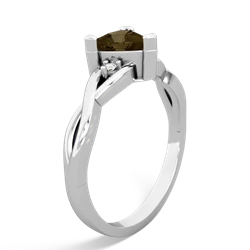 Smoky Quartz Trillion Twist 14K White Gold ring R2104