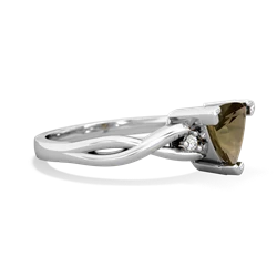 Smoky Quartz Trillion Twist 14K White Gold ring R2104