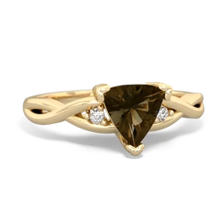 Smoky Quartz Trillion Twist 14K Yellow Gold ring R2104