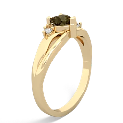 Smoky Quartz Split Band Swirl 14K Yellow Gold ring R2130