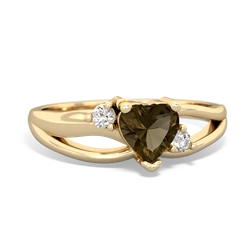 Smoky Quartz Split Band Swirl 14K Yellow Gold ring R2130