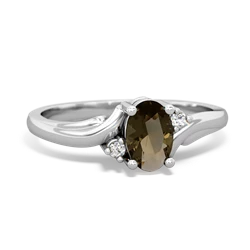 Smoky Quartz Elegant Swirl 14K White Gold ring R2173