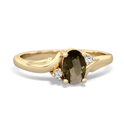 Smoky Quartz Elegant Swirl 14K Yellow Gold ring R2173