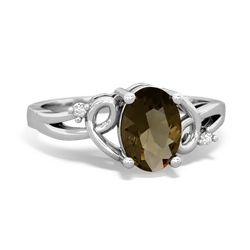 Smoky Quartz Swirls 14K White Gold ring R2347