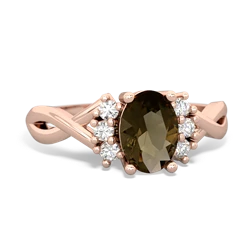 Smoky Quartz Victorian Twist 14K Rose Gold ring R2497