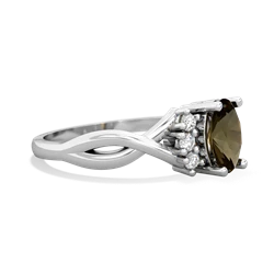 Smoky Quartz Victorian Twist 14K White Gold ring R2497