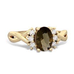 Smoky Quartz Victorian Twist 14K Yellow Gold ring R2497