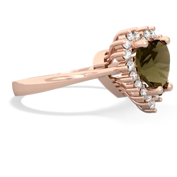 Smoky Quartz Sparkling Halo Heart 14K Rose Gold ring R0391