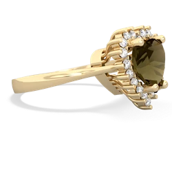 Smoky Quartz Sparkling Halo Heart 14K Yellow Gold ring R0391