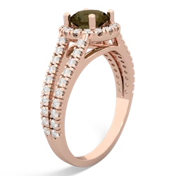 Smoky Quartz Pave Halo 14K Rose Gold ring R5490