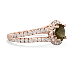 Smoky Quartz Pave Halo 14K Rose Gold ring R5490