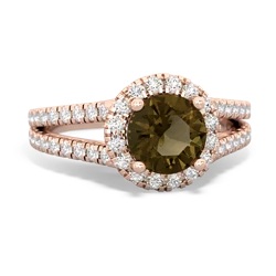 Smoky Quartz Pave Halo 14K Rose Gold ring R5490