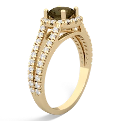 Smoky Quartz Pave Halo 14K Yellow Gold ring R5490