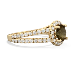 Smoky Quartz Pave Halo 14K Yellow Gold ring R5490