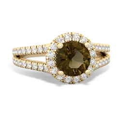 Smoky Quartz Pave Halo 14K Yellow Gold ring R5490