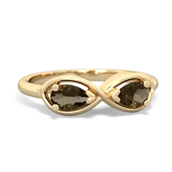 Smoky Quartz Infinity 14K Yellow Gold ring R5050