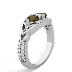 Smoky Quartz Sparkling Celtic Knot 14K White Gold ring R2645