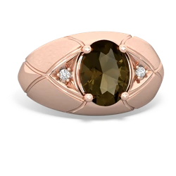 Smoky Quartz Men's Crossroads 14K Rose Gold ring R0361