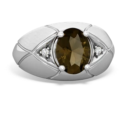 Smoky Quartz Men's Crossroads 14K White Gold ring R0361